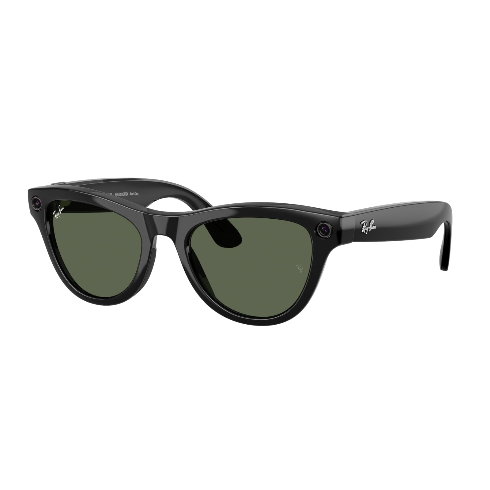 Ray-Ban Meta (Gen 2) Skyler AI Glasses for Men, Women — 12 MP Ultra-Wide Camera, 3K Ultra HD Video, Open-Ear Audio, Meta AI — 2X Battery Life — Shiny Black / G15 Green Lenses