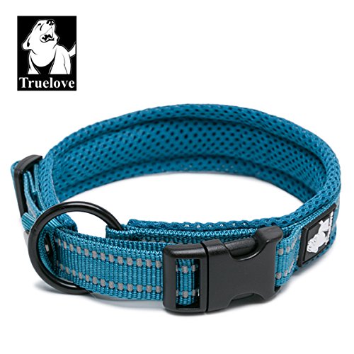 TRUE LOVE Dog Collar Reflective Premium Duraflex Buckle,High Grade Nylon Webbing No Choke Basic Collars Truelove TLC5011(Blue,M)