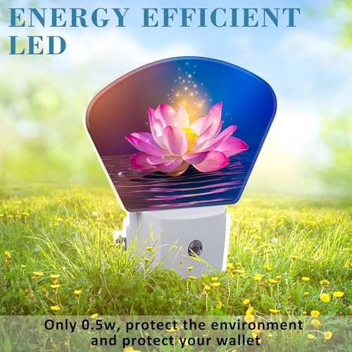Image of Magic Pink Lotus Flower Night Light, Magic Flowers Nightlight Plug into Wall with Dusk to Dawn Sensor for Kid Girls Boys Women Men Bedroom, Hallway, Kitchen, Bathroom, Stairs Decor