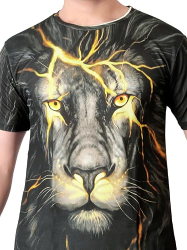 Image of Vintage Animal T Shirt for Men 3D Fierce Leopard Print T Shirt /Summer Short Sleeve Holiday T-Shirts Loose Clothing O-Neck Pullover /Cheetah Printed Attractive T Shirt
