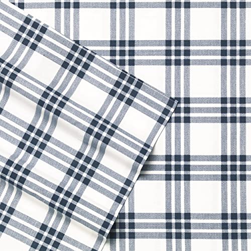 Image of Eddie Bauer - King Sheets, Cotton Percale Bedding Set, Crisp & Cool Home Decor (Navy Plaid, King)