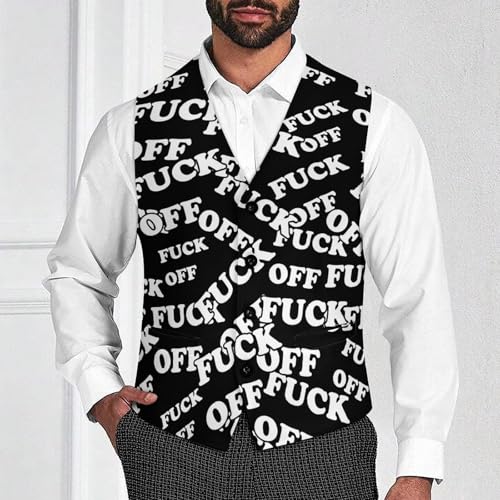 Fuck1 OFF Suit Vest for Men Slim Fit Tuxedo Waistcoat Button Down V Neck Business Dress Coat4