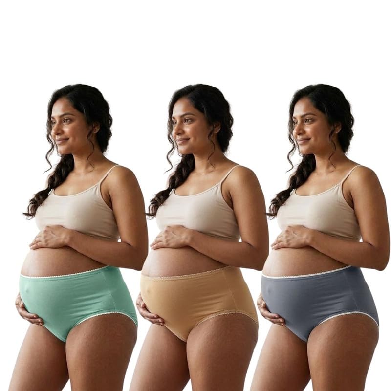 Women Over Belly Maternity Panties | High Waist Pregnancy Briefs | Lightweight Breathable Innerwear Pack of 3 (Multicolor)-image-29