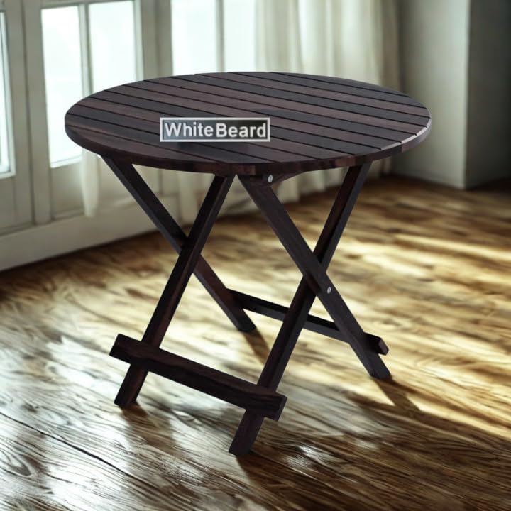 Image of WhiteBeard Sheesham Wood Standard Foldable Full Size Dining Table,Multi-Purpose Home Furniture Dining Table,Office,Dinner Dining,Cafe,Morden Stylesh Dining 4 Seater,Space Saving Dining[Coffee Colour]