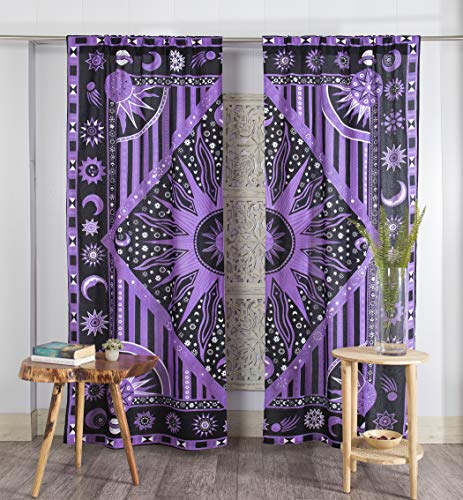 Popular Handicrafts Cortinas de ventana con diseño de mandala hippie indio, diseño de...