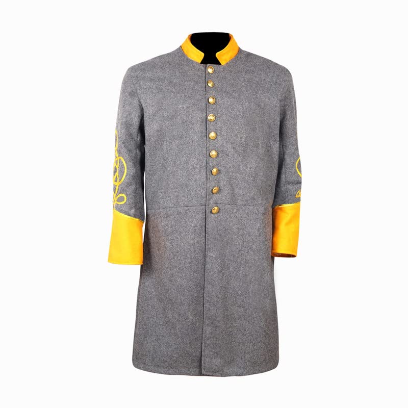 US Civil War Single Breast Gray Frock Coat with Solid Cuff & Collar - Braid 23