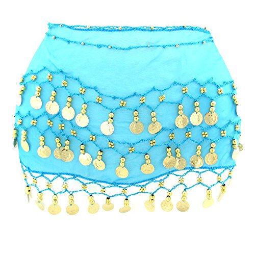 Century Martial Arts Belly Dance Bauchtanztuch Hüfttuch Tanztuch (Farbe: Türkis-Gold)