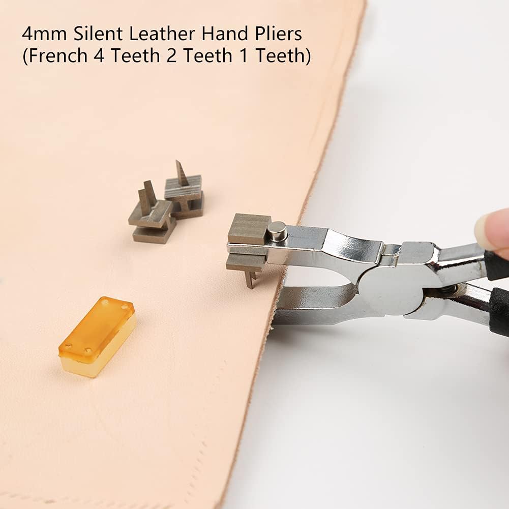 Stitching Hole Punch BUTUZE,4mm Silent Leather Hand Pliers with Leather Needle,Wooden Needle Case,Waxed Thread for Belts, Straps, Saddles, Shoes, Fabric, Leather DIY : Arts, Crafts & Sewing