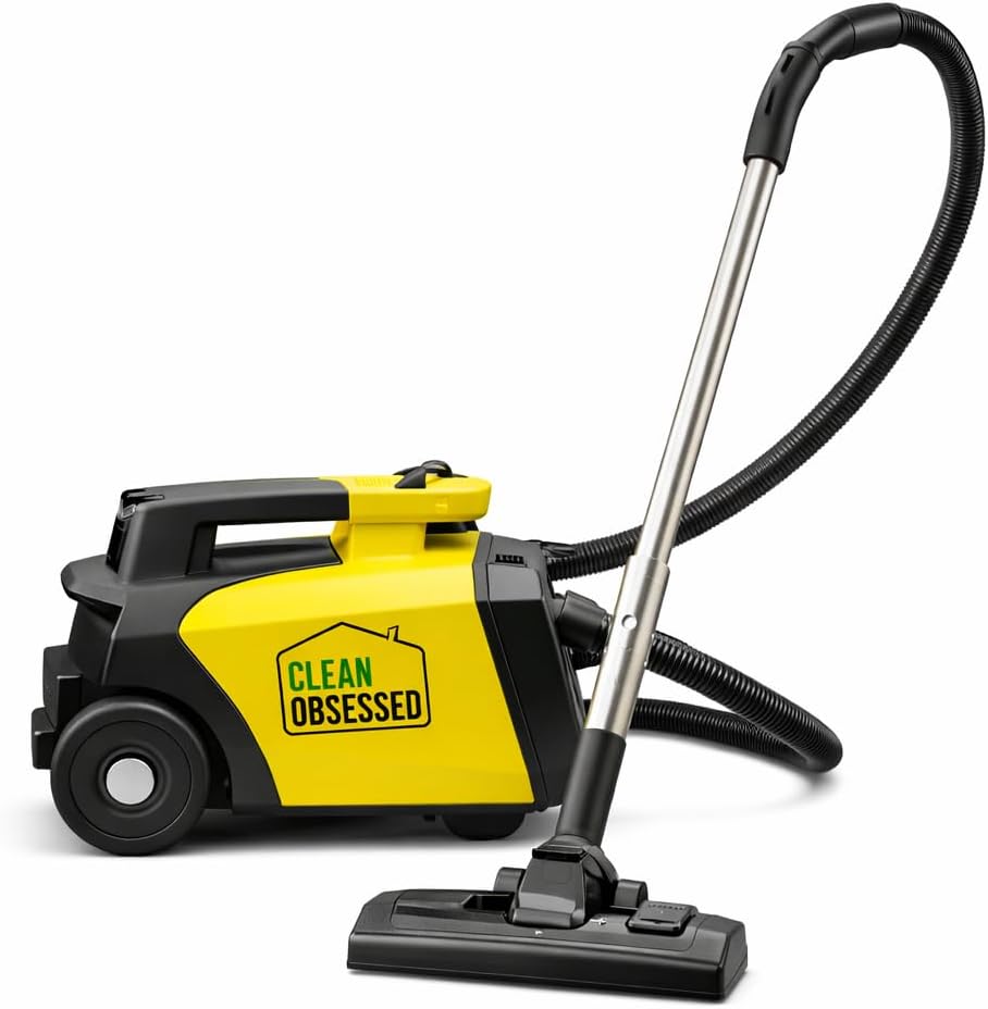 Clean Obsessed Lightweight Portable Commercial Canister Vacuum Cleaner for Carpet & Hard Floors – with 8-Piece Tool Kit, 27-Foot Power Cord & Adjustable Shoulder Strap - CO711