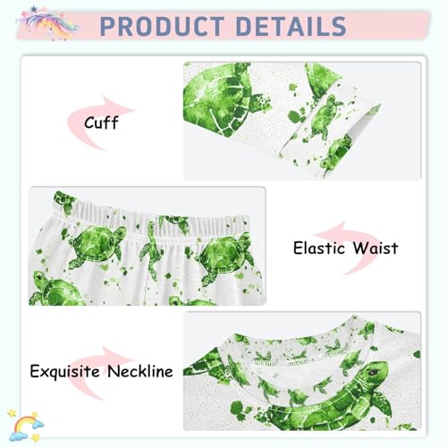 senya Cute Turtle Green Painting Pajamas Set Long Sleeve Soft Cotton Sleepwear 2 Piece4