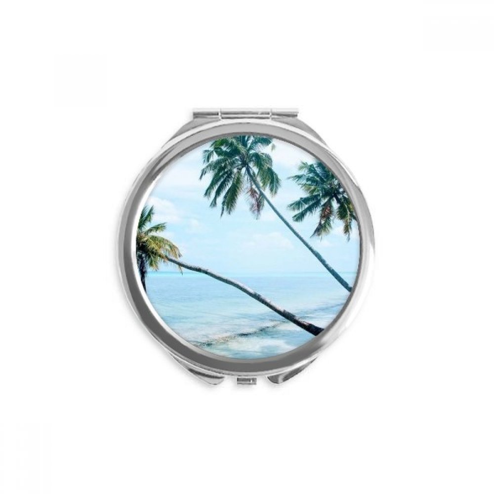 Miroir maquillage de poche rond multicolore océan beach arbre vert portable