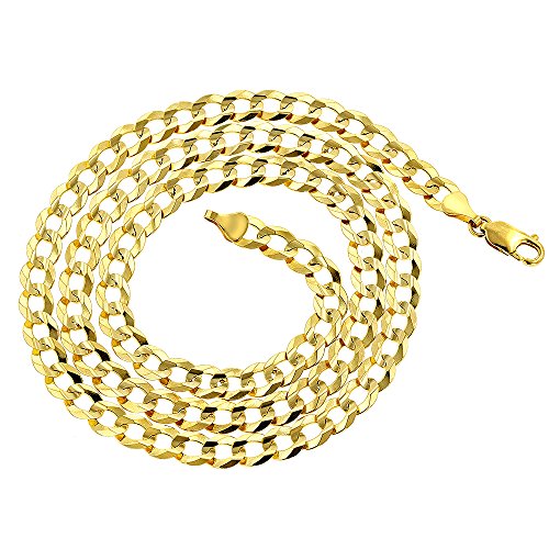 Luxurman 14K Yellow Gold Italy Cuban Curb Solid Chain Necklace 5.5Mm Wide 24" Long With Lobster Clasp #TOP1