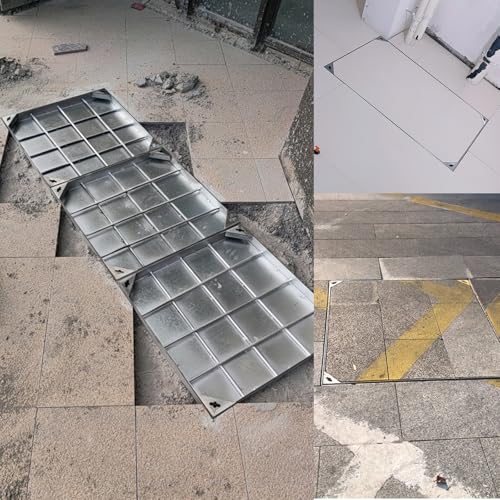 Plaque d'égout Invisible en Acier Inoxydable, Plaque d'égout encastrée en Acier Inoxydable pour terrasse extérieure, Jardin et autoroute (8 cm, 40 x 40 cm / 15,7 x 15,7 Pouces)