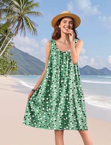 Image of YESNO Summer Dresses for Women Casual Boho Floral Sundresses Sleeveless Scoop Neck Beach Tank Dresses EVS