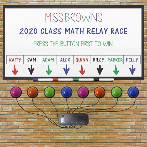 Image of Teacher's Choice Light Up Game Buzzer System, Displays The Winning Player Loud, Unique Sounds for Each Buzzer, Great for Trivia Games, Family Feud, Jeopardy (8 Pack)