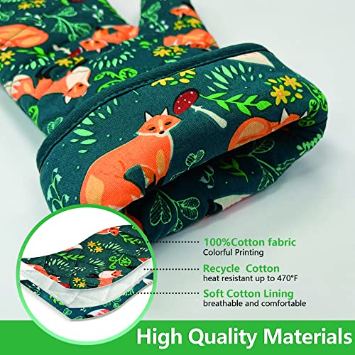 Heat-Resistant-Kitchen-Oven-Mitts-with-Non-Slip-Silicone-Printed-Set-of-2-Oven-Gloves-for-BBQ-Cooking-Baking-Grilling-BarbecueMicrowave-Machine-Washable-Fox-Oven-Mitts Heat Resistant Kitchen Oven Mitts with Non Slip Silicone Printed Set of 2 Oven Gloves for BBQ Cooking Baking Grilling BarbecueMicrowave Machine Washable Fox Oven Mitts