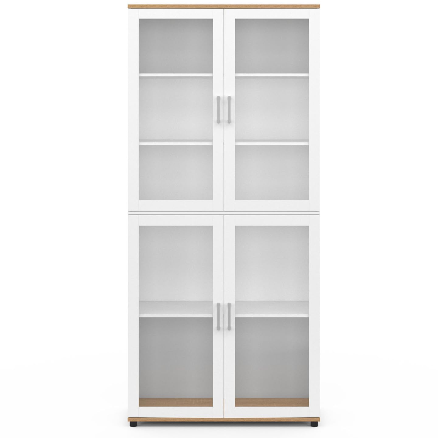 IDMarket - Vitrine Buffet Haut H. 176 cm vaisselier VITO Blanc et Bois
