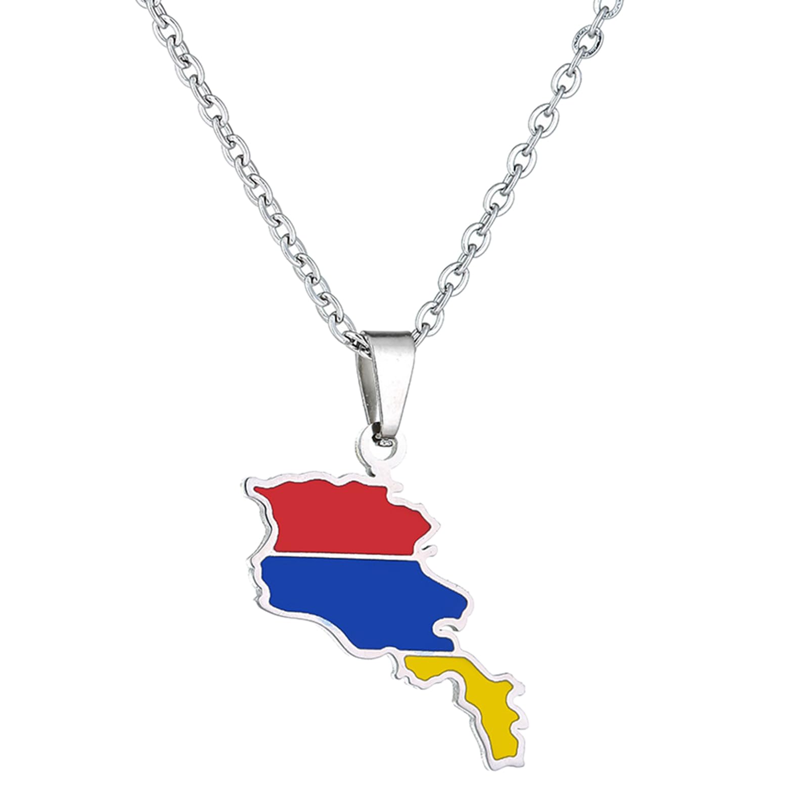 Maxtonser Adjustable Armenia Flag Pendant Necklace Fashionable Chain Necklace Long Lasting Armenian Culture Necklace for Daily