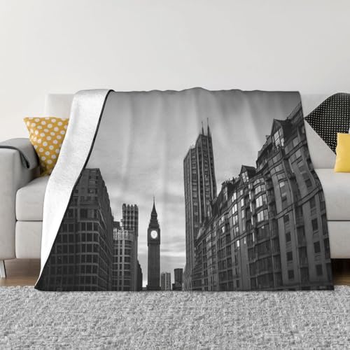 Couverture ultra douce en micro polaire noir et blanc pour canapé et lit 152x127 cm