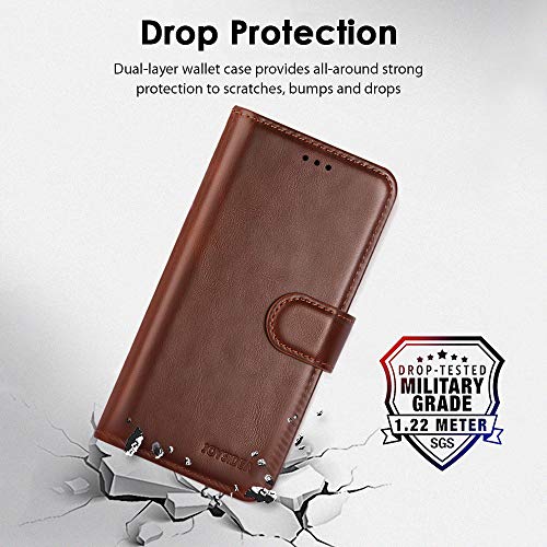 Joysidea Iphone 12 Mini Wallet Case, Pu Leather Magnetic Flip Folio Phone Case With Credit Card Holder, Stand & Shockproof Cover For Iphone 12 Mini 5.4 Inch, Brown #TOP3