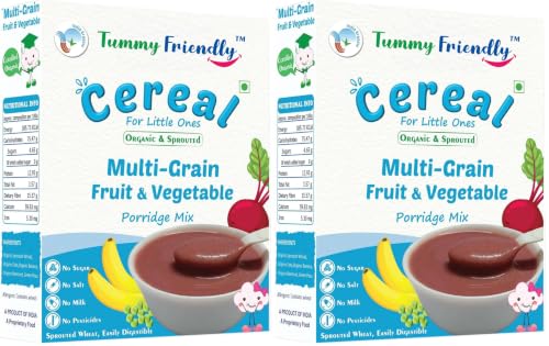 Image of TummyFriendly Foods Organic Sprouted Ragi Almond Dates Porridge Mix | Made of Sprouted Ragi Powder for baby | Available in Trial Baby Packs too | Shelf-life 9 month | 200g (Multi Grain) (Pack of 2)