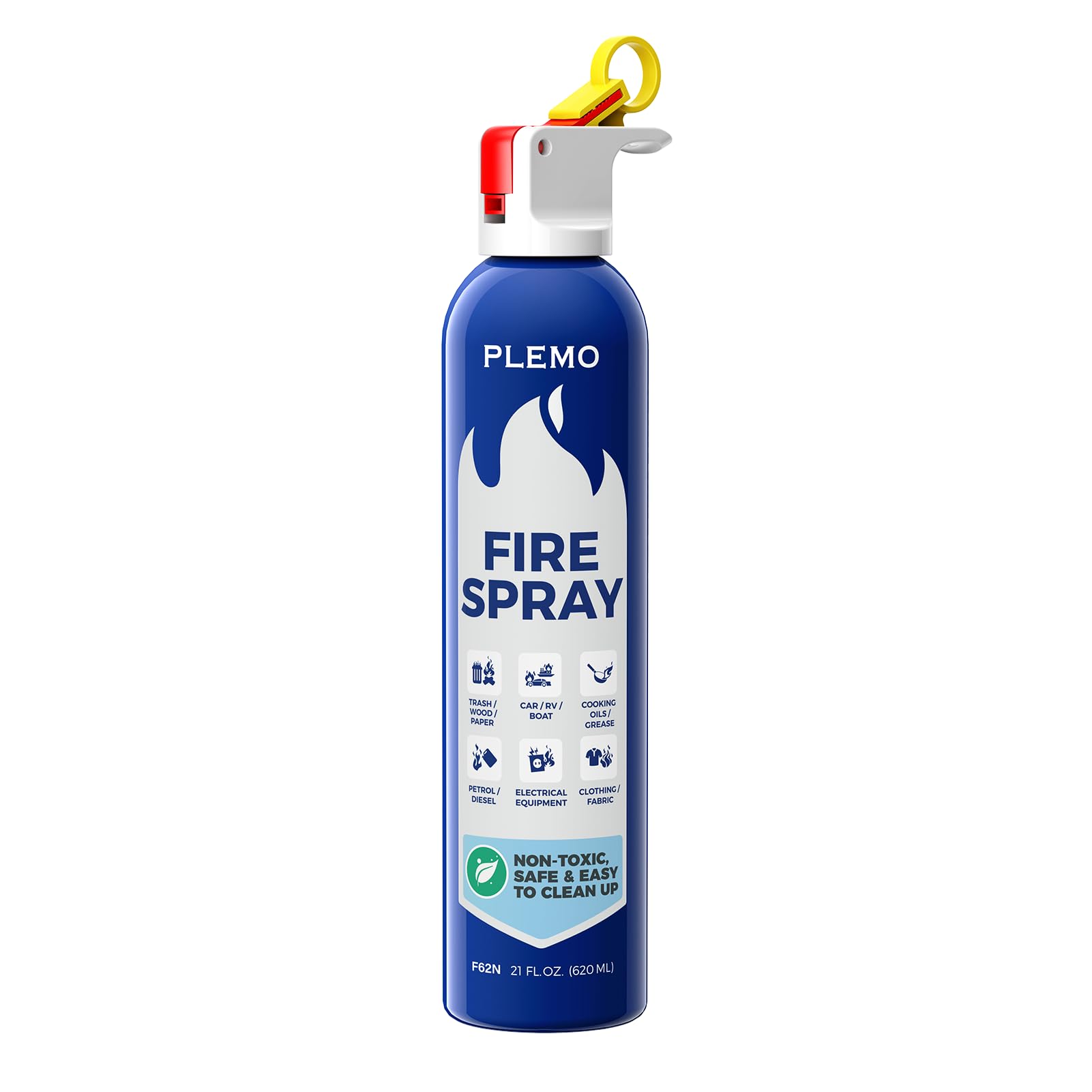 PLEMO Fire Extinguisher, Fire Extinguisher for Home, Compact Fire Spray for Car, Kitchen, Truck, F62N, 1-Pack