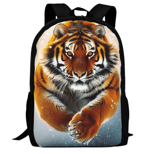 Funny Tiger Backpack for Women Men Animal Bookbag 17 Inch Multifunctional Large Capacity Durable Travel Daypack