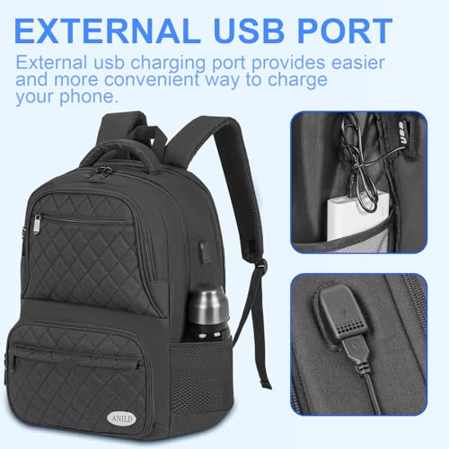 Image of ANILD Lunch Backpack, 17 Inch Laptop Backpack with Insulated Cooler Compartment for Men Women, Travel Work Computer Backpack