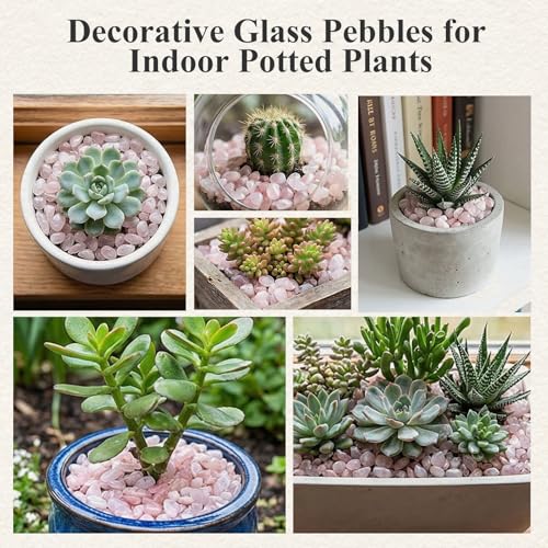 Image of JOHOUSE Rose Quartz Crystals, 1LB Pink Crushed Rose Quartz Chips Bulk | Assorted Succulent Rocks, Plant Gravels, Aquarium Fish Tank Gravel, Vase Filler