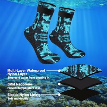 flintronic 3 mm neopreen sokken, duiksokken, neopreen sokken met klittenbandsluiting, antislip watersport, zwemsokken voor dames en heren, voor snorkelen, surfen, zeilen, snorkelen, watersport, XL