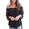 MIHOLL-Womens-Lace-Off-Shoulder-Tops-Casual-Loose-Blouse-Shirts MIHOLL Women's Lace Off Shoulder Tops Casual Loose Blouse Shirts (Black, X-Large)
