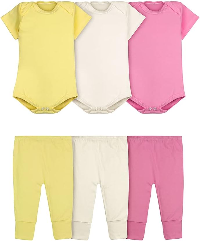 Body Bebê e Calça Mijão Kit 6 Peças Manga Curta Feminino