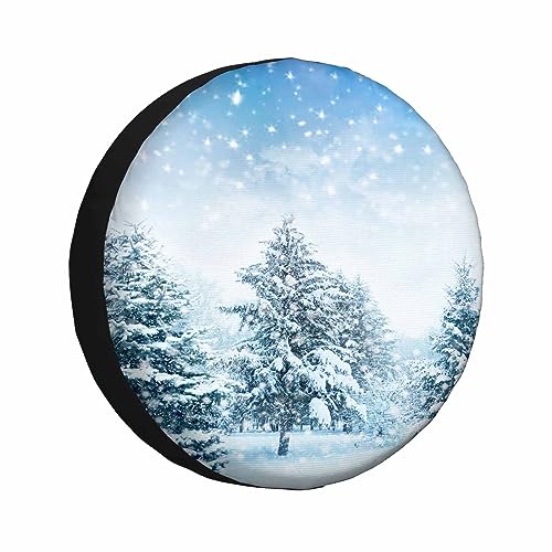 Image of Winter Snow Spare Tire Cover White Frost Covered Fir Trees Nature Wonderland Weatherproof Universal Wheel Protectors Camper Tire Covers for Trailer Rv Travel(17 inch)