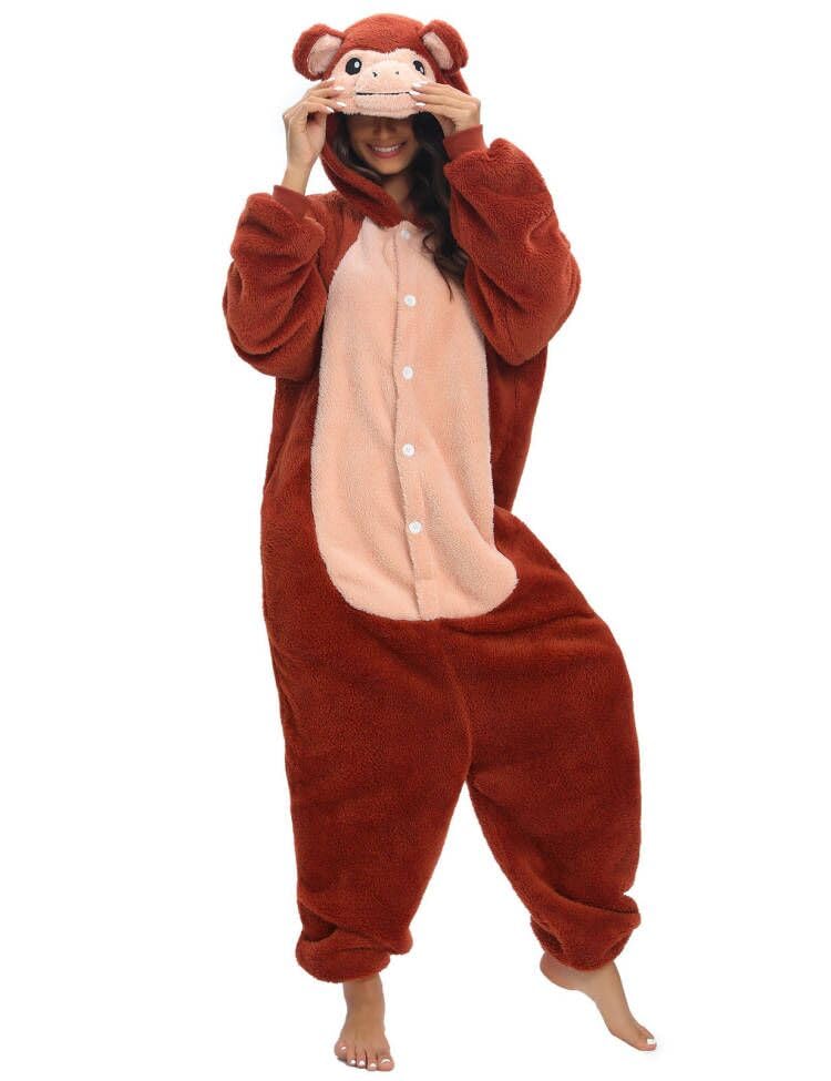 Luojida Onesie Adult Pajamas Cosplay Fleece Halloween Costume Unisex Sleepwear Jumpsuit Oversized Family Couples Pajamas