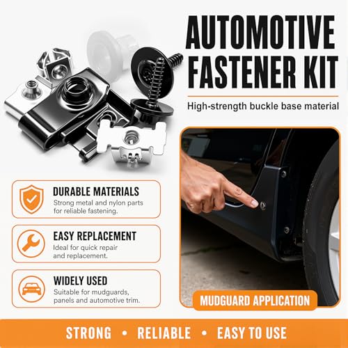 Image of mankk 260PCS U‑Nut Clips and Fender Body Bolt Assortment Kit, 21 Sizes Mixed‑Spec Auto Fasteners, Black Phosphate Steel Retainer Clips for Car Truck Motorcycle Bumper Fender Mud Flap Repair