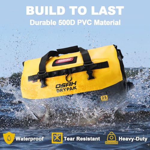 Image of OSAH DRYPAK Waterproof Duffel Bag 25L /40L /60L - Heavy-Duty Motorcycle Tail Bag, Roll-Top Dry Bag for Travel, Camping, Boating, Kayaking, Outdoor Adventure