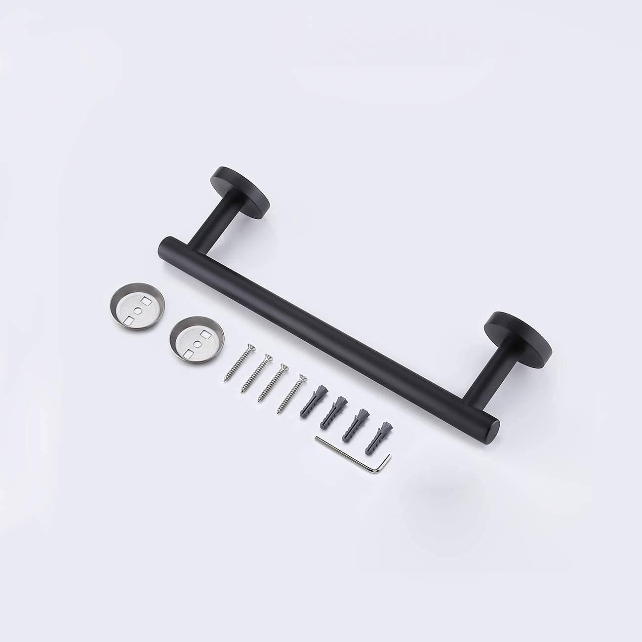 ISCBAFYX Porta Asciugamani Porta Asciugamani da Bagno in Acciaio Inox: Finitura Nero Opaco, Porta Asciugamani a Parete con Asta Lunga 30 cm