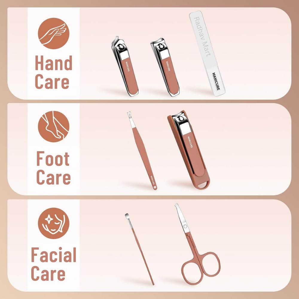 Radhav Mart 8 in 1 Nail Clipper Set – Professional Manicure Set & Pedicure Kit for Men & Women | Portable Nail Clippers Set Stainless Steel | Personal Grooming Kits. 3