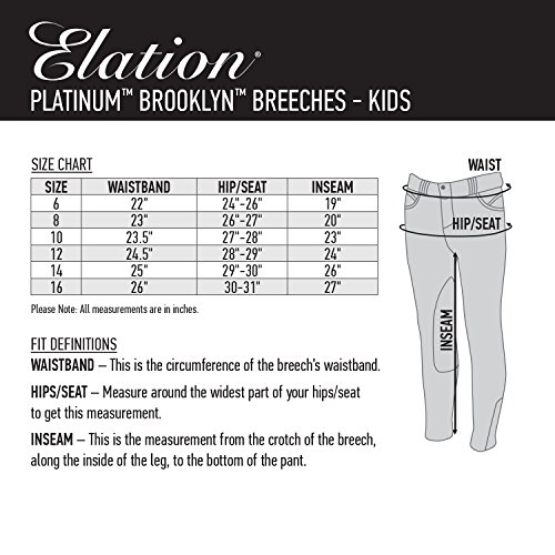 ELATION Girls Riding Pants for Kids Platinum Brooklyn – Horse Show Breeches Girls (Tan, 16) - Thumbnail 3
