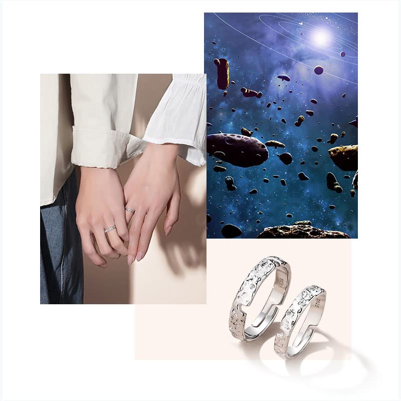 Alliances promise rings argent 925 couple texture entrelacée - 4