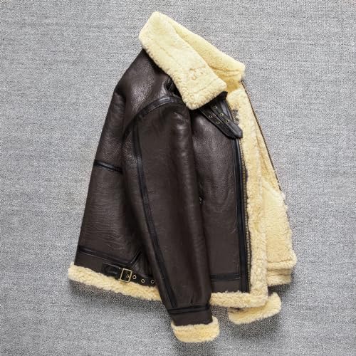 The Next Men's Sheepskin Pilot Jacket Man Military Bombers B3 Woolen Genuine Leather Jackets for Men4
