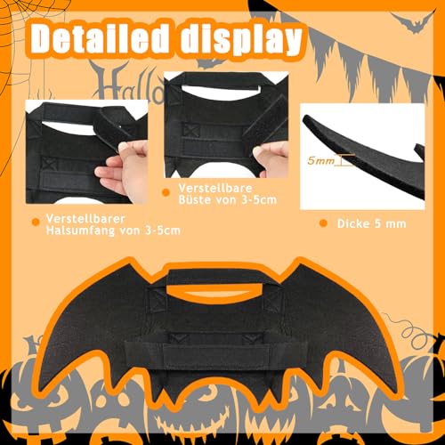 Katzen Halloween Kostüm Hund Fledermaus Flügel, Hundekostüm Inklusive Fledermausflügel und Kürbisglocken, für Haustier Party, Cosplay (L)