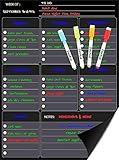 Magnetic Weekly Calendar Dry Erase Black Board- with Chalkboard Design, Includes: 15