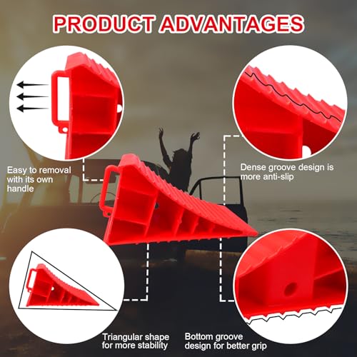 Image of 4Pack Wheel Chocks for RV Trailer Non Slip Heavy Duty
