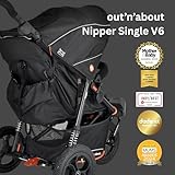 Out’n’About Nipper V6 Pushchair & Rain Cover | Lightweight All-Terrain 3 Wheel Buggy, 12” Air-Filled Tyres, Compact Fold Stroller for Newborn to 4yrs, Car Seat & Carrycot Compatible (Summit Black) - Image 4