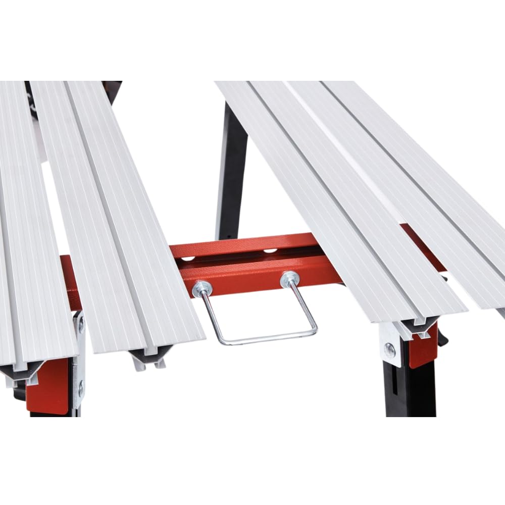RAIMONDI Banco di Lavoro BIGFOOT M, Per Piastrelle Medio Grande Formato, Piano in Acciaio 135x63 cm, Altezza Regolabile 74-80 cm, Profili in Alluminio Scorrevoli, con Ruote e Maniglia