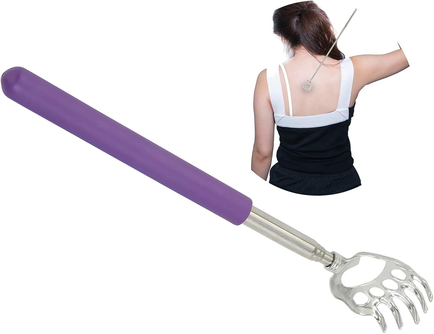 01 Rascador de espalda extensible con garras de oso, masajeador de mano reutilizable portátil, herramientas de masaje extensibles para masajeador de