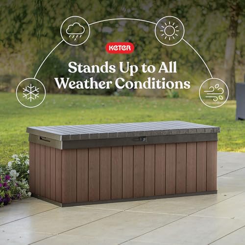 Image of Keter Darwin 100 Gallon Resin Large Deck Box - Organization and Storage for Patio Furniture, Outdoor Cushions, Garden Tools and Pool Gear