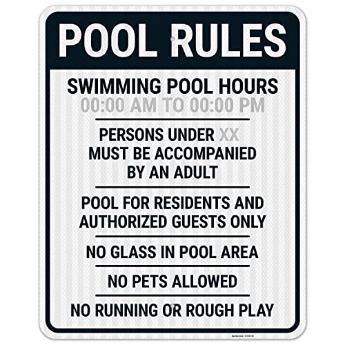 Cartel de Reglas para Piscina 24x30 Reflectivo Aluminio miniatura 1