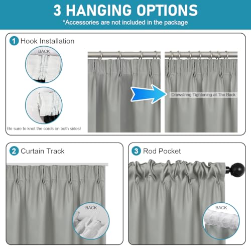 AOOSA Grey 100% Blackout Curtains for Bedroom, 46 x 54 Inch Thermal Insulated Pencil Pleat Black Out Curtains, Nice Drape Super Soft Blackout Blind for Living Room Kitchen Window Decor, 2 Panels - Cosy Home Interiors AOOSA Grey 100% Blackout Curtains for Bedroom, 46 x 54 Inch Thermal Insulated Pencil Pleat Black Out Curtains, Nice Drape Super Soft Blackout Blind for Living Room Kitchen Window Decor, 2 Panels - Image 4